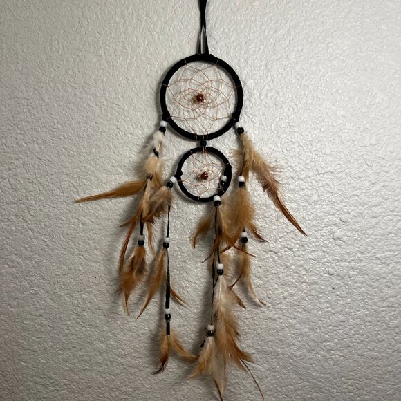 Eco friendly natural hand-crafted feathers web windchime dreamcatcher wall decor - Picture 2 of 2